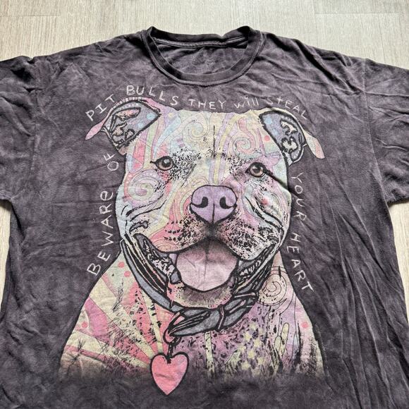 The Mountain Pitbull Love Tee Shirt XL Gray Stone Wash BIG HEART DOG CUTE - Picture 3 of 7